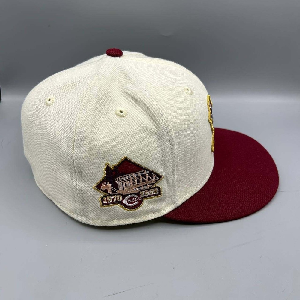 Cincinnati Reds Hat Men 7 3/8 White Red 59Fifty New Era MLB Fitted Cap